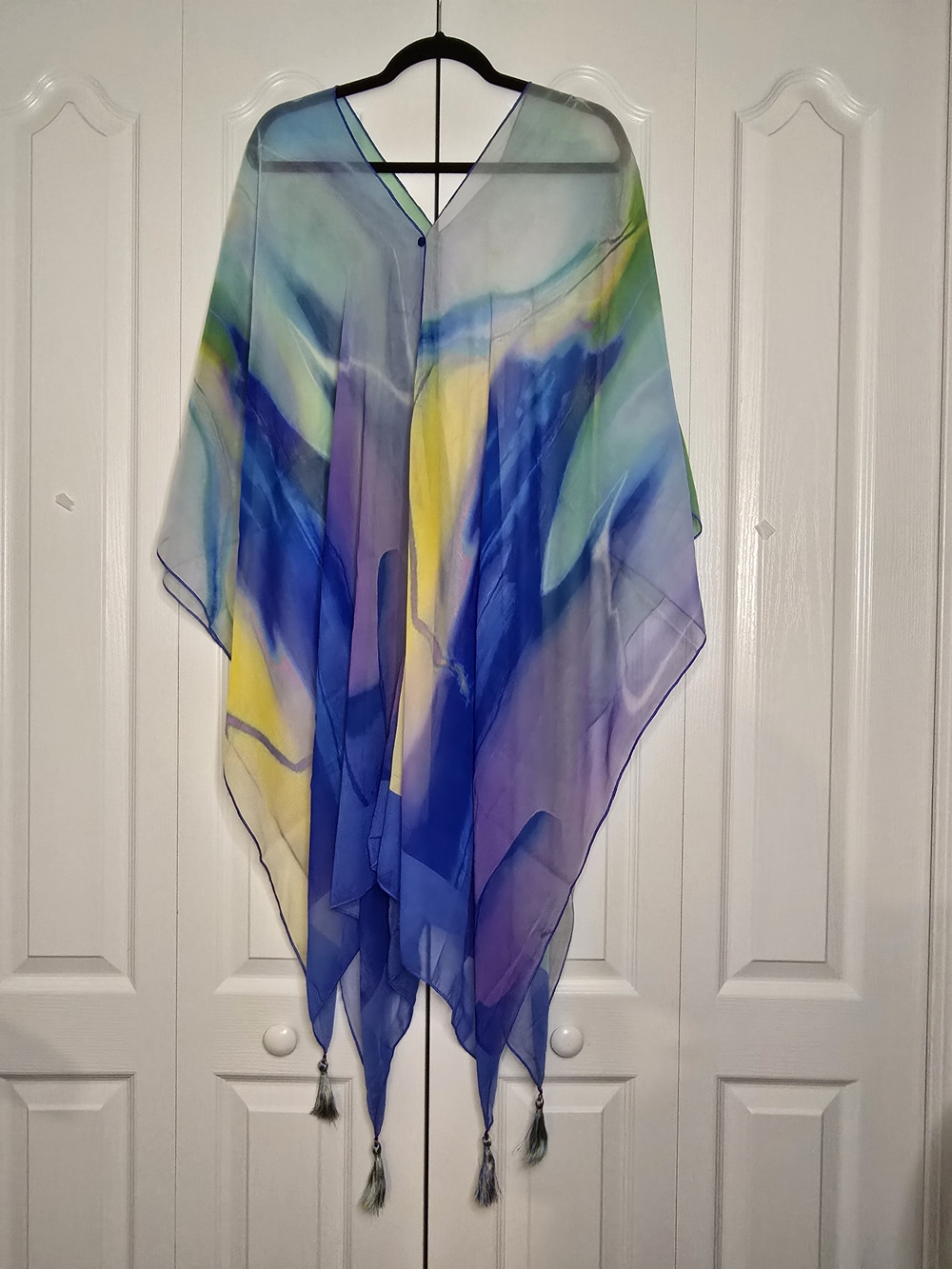True Colors La Moda Clothing Sheer Swim Cover Up Kimono Multicolor